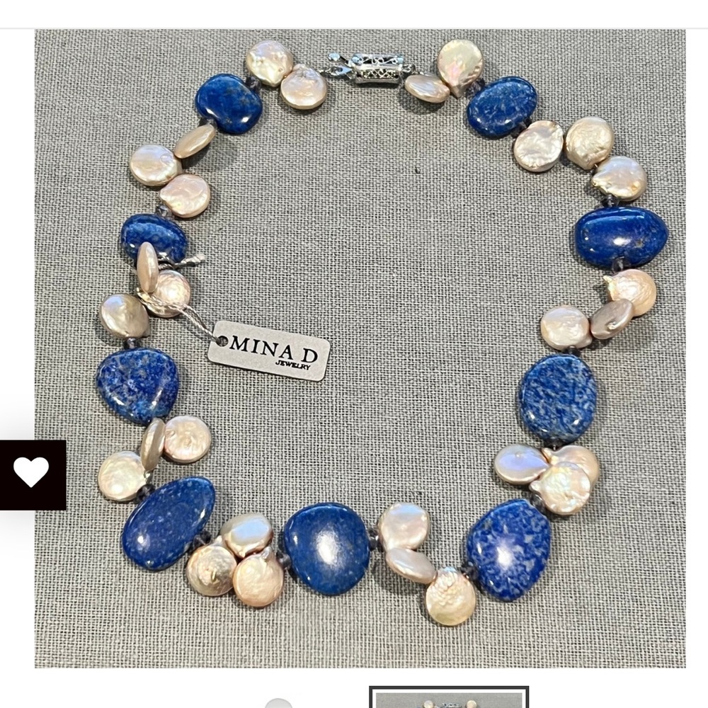 Blue Lapis and Pearl Statement Necklace